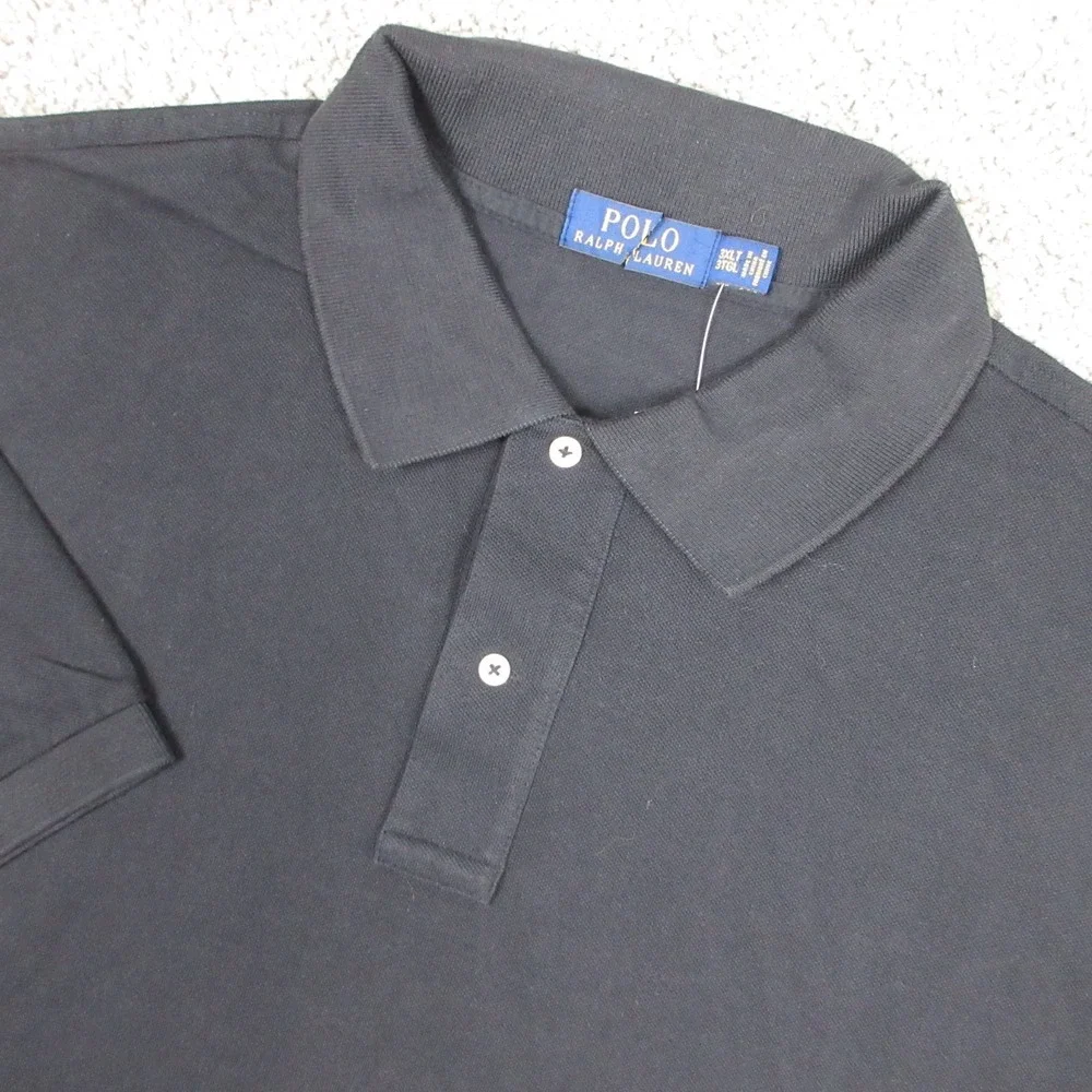 Polo Ralph Lauren Shrt Mens 3XLT Black Solid Pique Cotton Golf Classic EUC